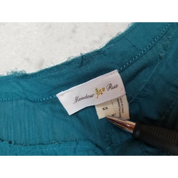 Anthropologie Meadow Rue Womens Embroidered Popover Top XS Blue Long Sleeves - Picture 3 of 8